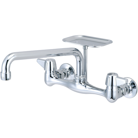 CENTRAL BRASS Two Handle Wallmount Kitchen Faucet, NPT, Wallmount, Polished Chrome, Spout Length: 10-Inch 0048-UA2